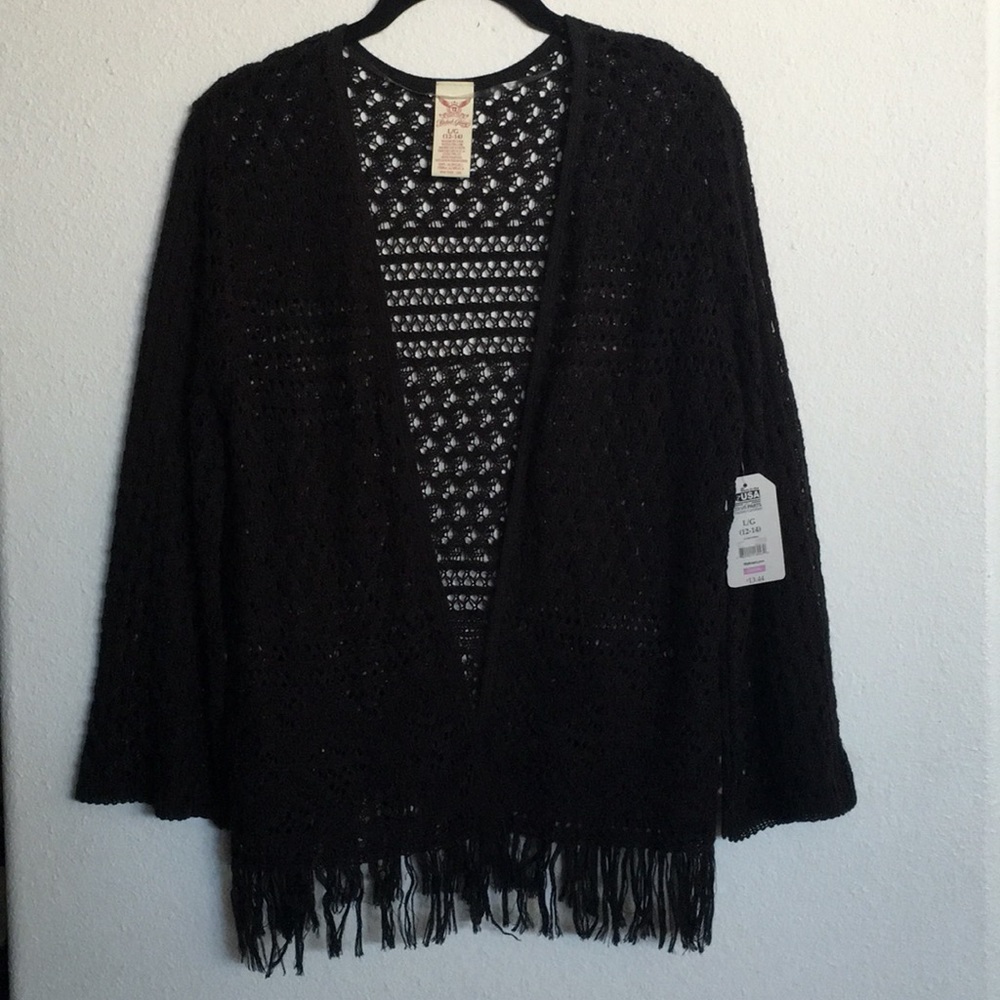 Faded Glory black shrug (crochet style cover)